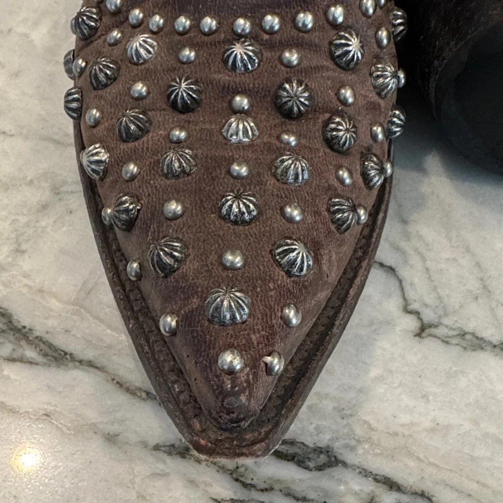 Old Gringo SZ 8.5 Studded Brown Leather Cowboy Boots - Picture 8 of 11